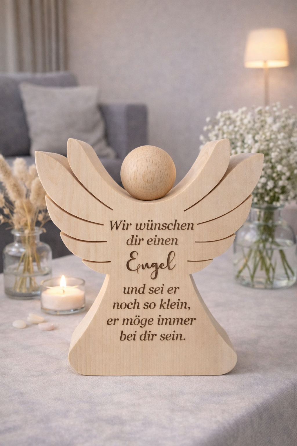 Geschenkengel Schutzengel aus Zirbenholz
