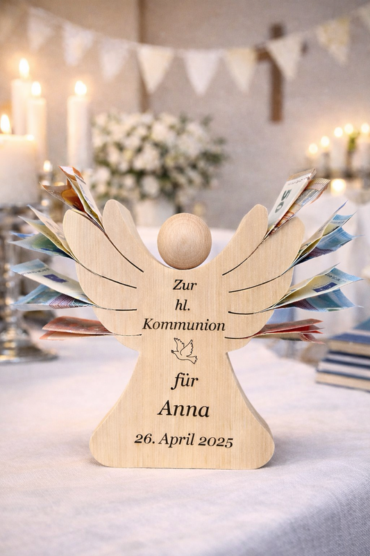 Geschenkengel Schutzengel aus Zirbenholz