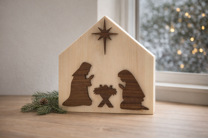 Weihnachtskrippe aus Zirbenholz