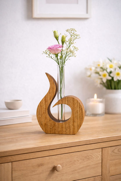 Holzdeko Vase mit Reagenzglas